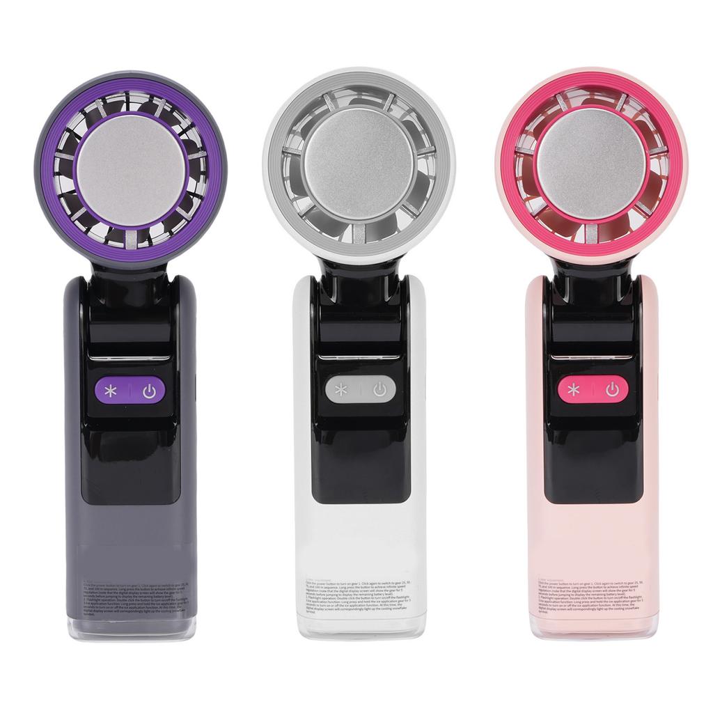 Ice Cooling Handheld Fan Rechargeable LED Digital Display 100 Speed Foldable Hand Turbine Fan with L