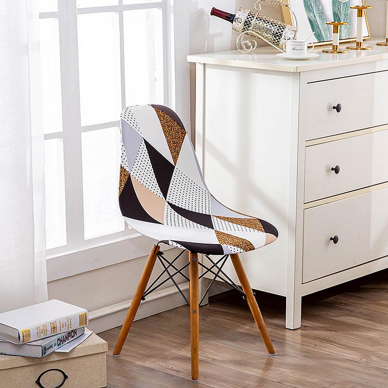 Elastic Printed Dining Chair Cover Back Chair Covers Household Chair Covers Special-Shaped Office Home Removable Fundas Sillas