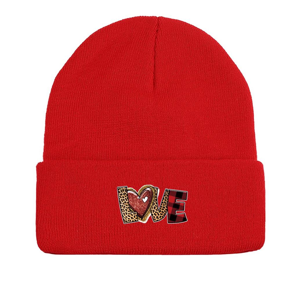 LOVE" Winter Knit Hat Beanie, Valentine's Day Skullies Beanies Windproof Slouchy Trendy Headwear Knitted Cap Beanie