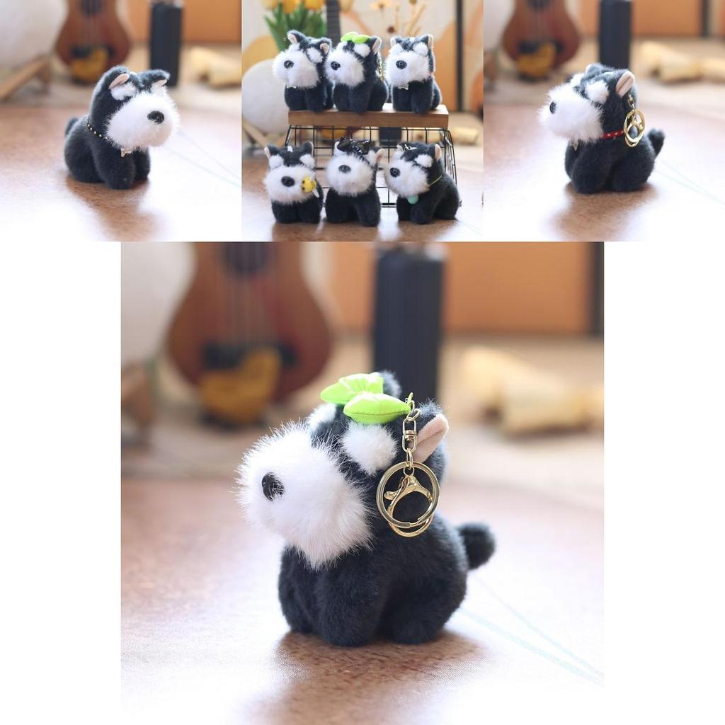 Schnauzer Dog Keychain Plush Doll Super Soft Pp Cotton Stuffed Toy Kids Room Decor