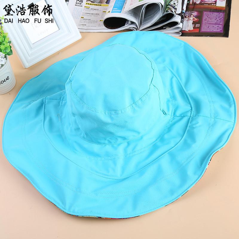 Korean version sun hat women's summer foldable large edge flower cloth hat sun hat double-sided super fire