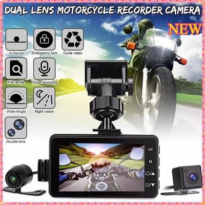 2024 Motorcycle 3 Inch DVR HD Screen Motorcycle Driving Recorder Front and Rear Camera Dual Video Loop Recording IP65 Waterproof
