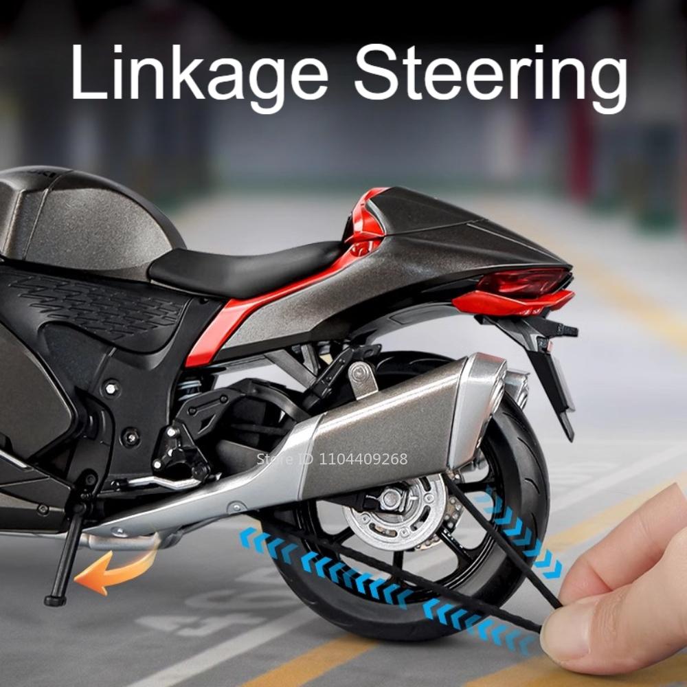 Scale 1:9 SUZUKI HAYABUSA Motorcycle Model Toy Alloy Body Linkage Steering Shock Absorption Motor Models Collection Gifts Boy