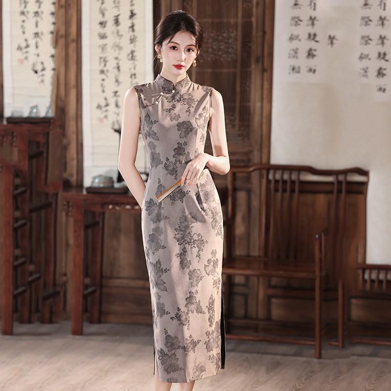 Sleeveless Modern Chinese Style Long Cheongsam Dress Women 2026 Elegant Daily Wear Small