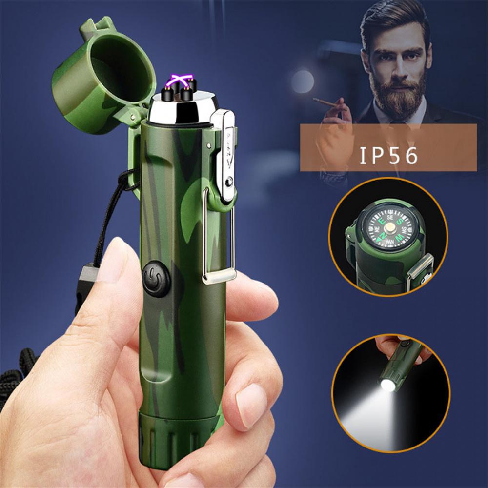 Multifunctional Outdoor Pulse Igniter, Waterproof, Windproof, With Compass And Flashlight
