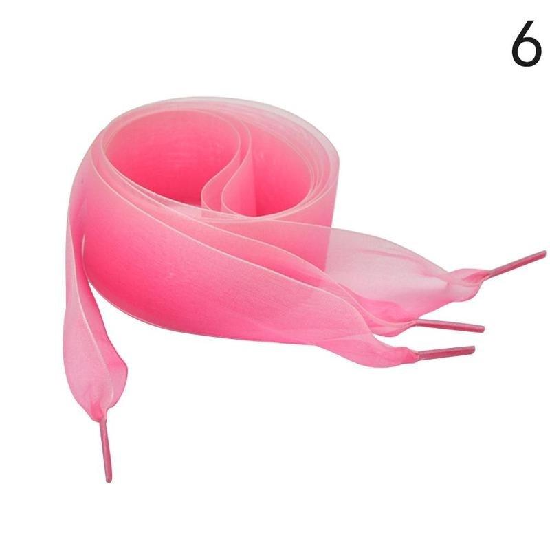 Color Wide Flat Fantastic Rainbow Shoelaces Voile Ribbon Shoe Laces