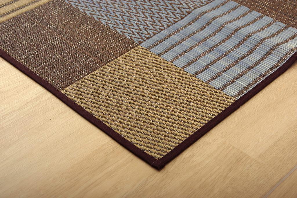 IKEHIKO Igusa Flower Tatami Mat, Kyoto Sashiko, Honma 2 Tatami Size, Approx. 191 x 191 cm, Brown, Made in Japan #4110212