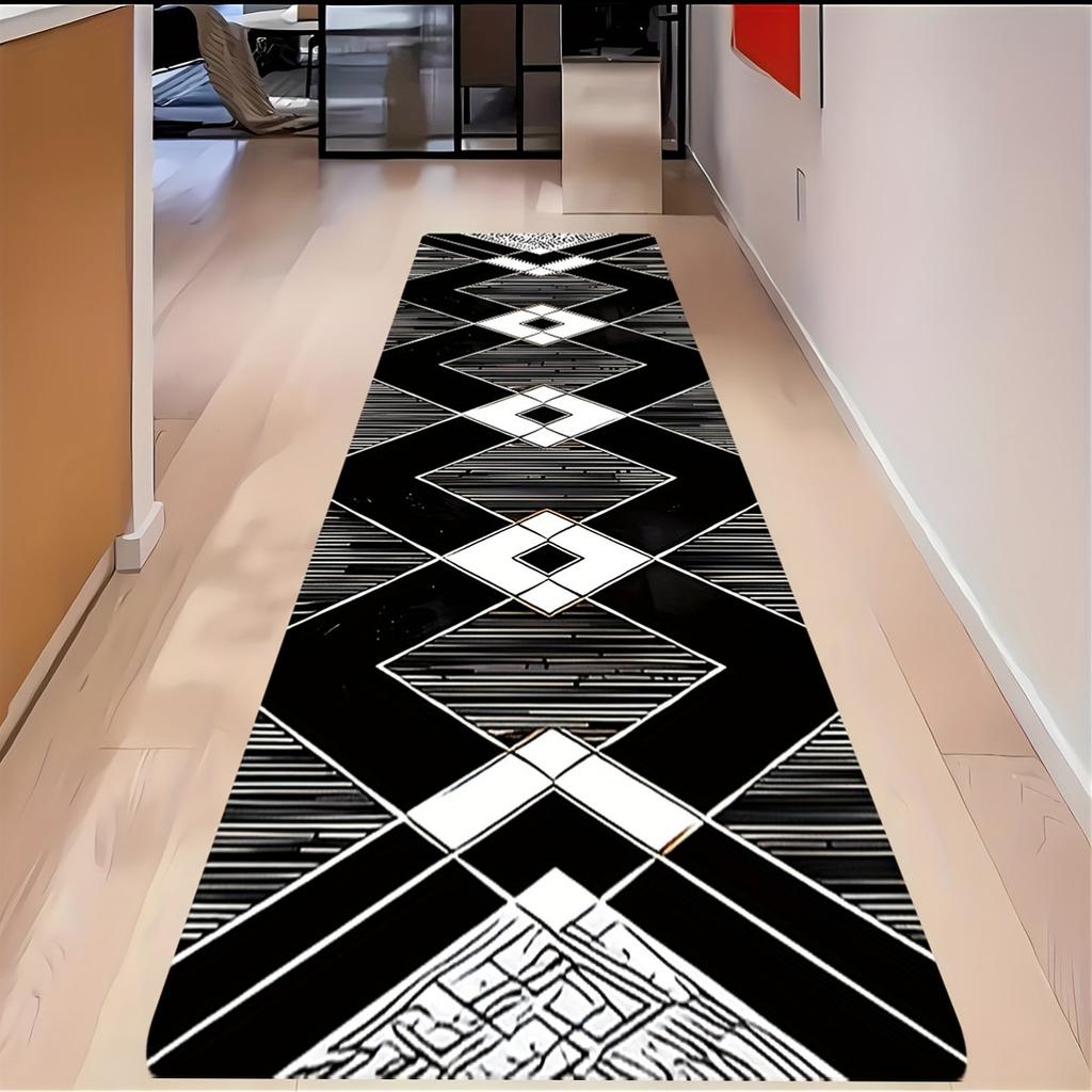 VIKAMA Modern Minimalist Geometric Long Strip Carpet Non-Slip Entrance Corridor Floor Mat Bedroom Kitchen Carpet Home Decoration