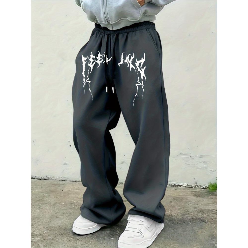 Men's Multifunctional Solid Color Drawstring Loose Casual Sports Pants with Plush Outdoor Wide Leg Pants
