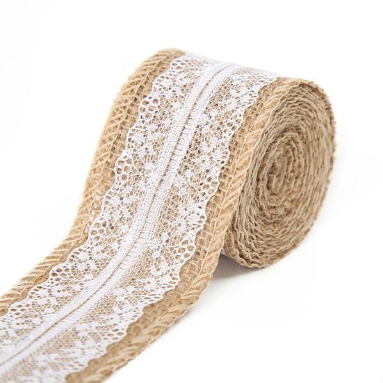 Handmade Retro Clear Texture Burlap Lace Roll Natural White Lace Jute Canvas Roll Home Supplies