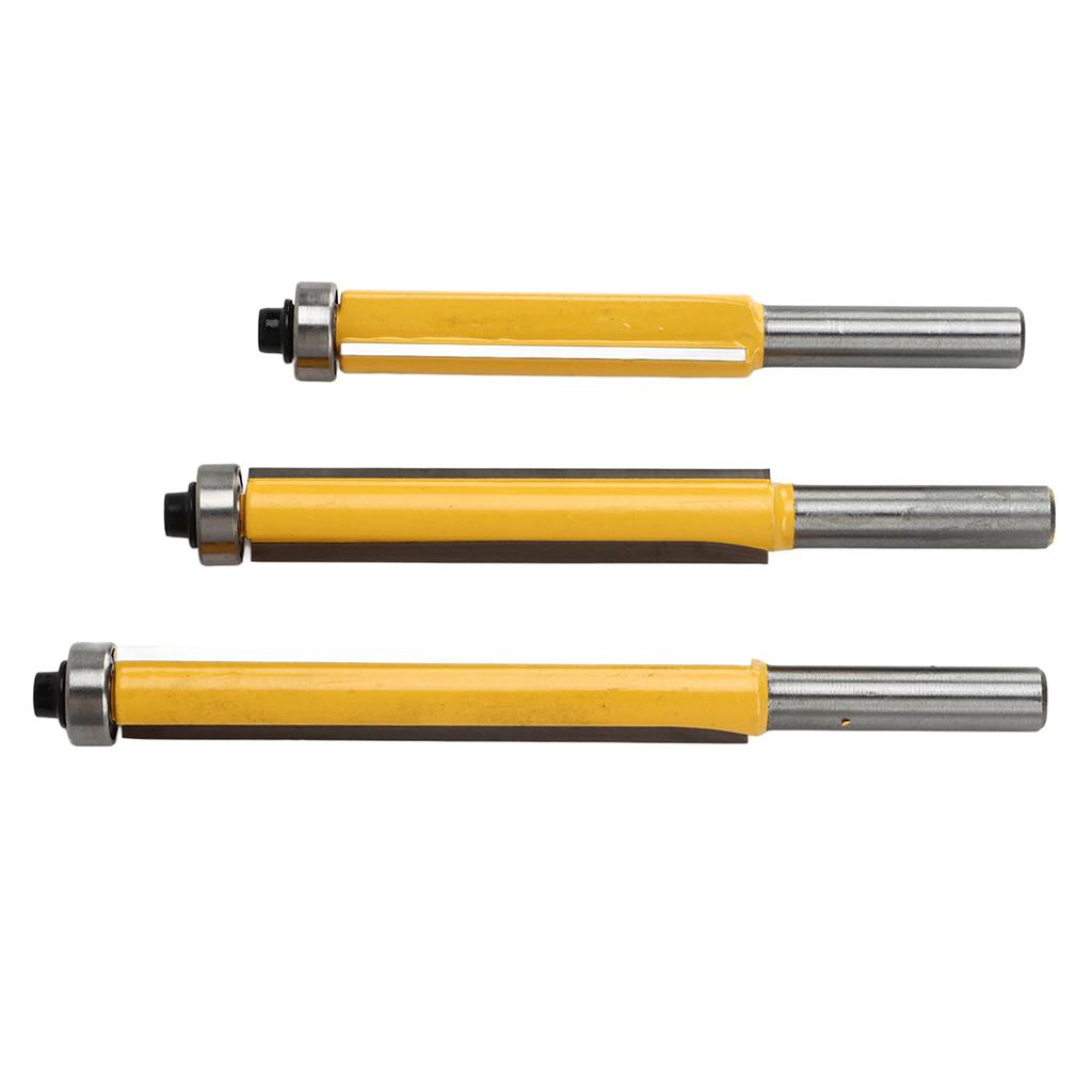 3 Stück Bündigfräser Wolframstahllegierung Professionelles Bündigfräser-Set mit geradem Lager mit 8mm Schaft für