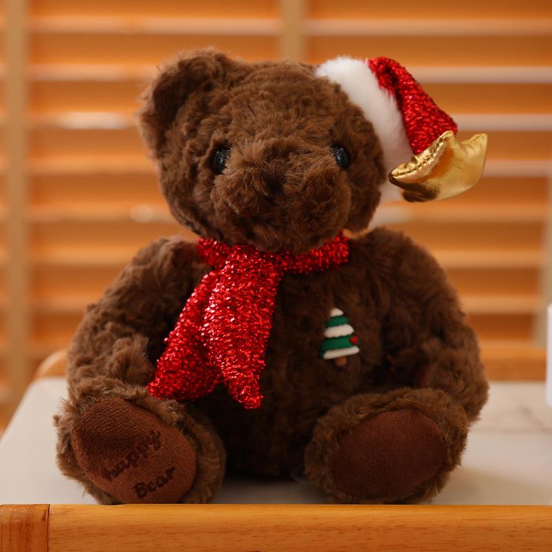 Christmas Bear Doll Christmas Cute Scarf Teddy Bear Plush Toy Doll Christmas Gift Girl