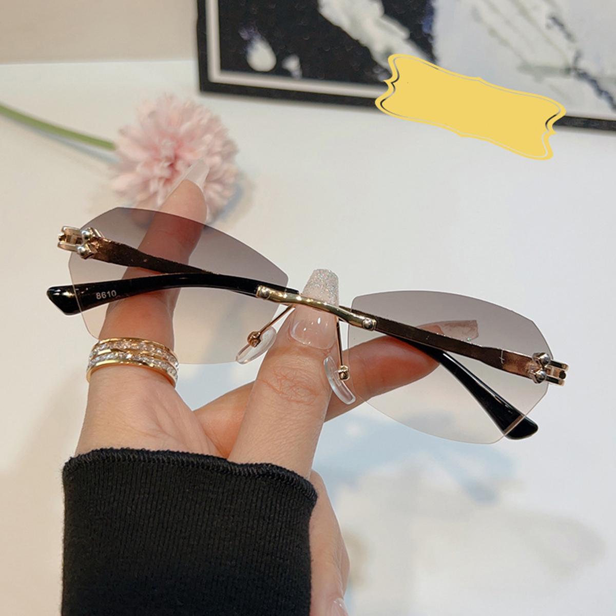 

Овальные солнцезащитные очки без оправы с обрезанными краями, модные и высококачественные металлические солнцезащитные очки за рубежом розовый