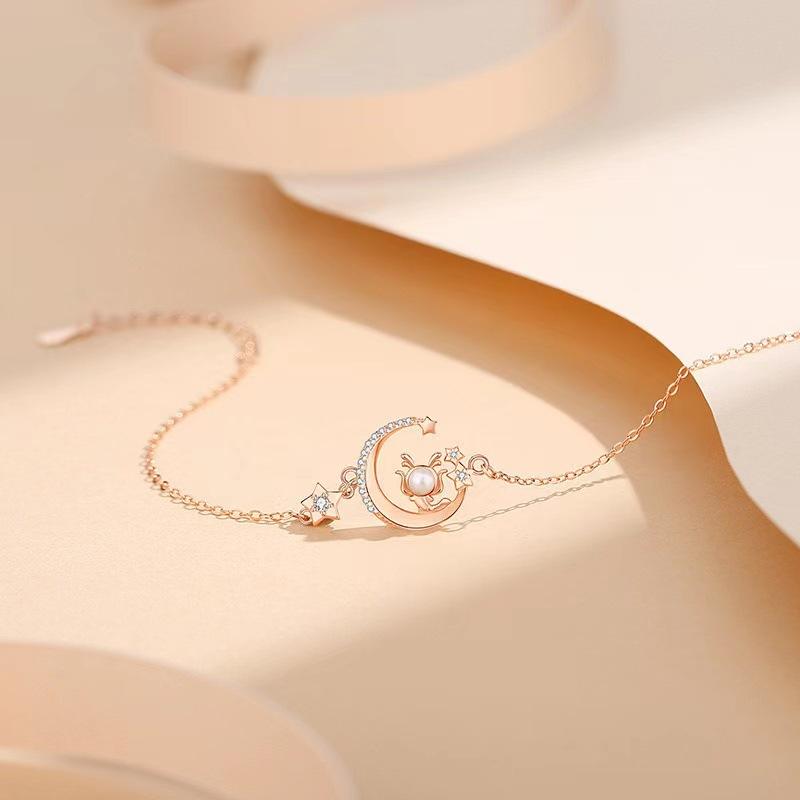 Star Moon Cute Dragon Necklace for Women Simple Star Moon Cute Dragon Pendant