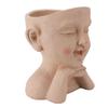 Men Face Flower Pot Hand Painting Resin Men Head Flowerpot Decorative Funny Succulent Flowerpot with Drain Hole for