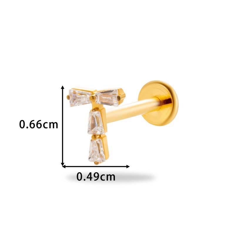 1 pièce G23 Titane Massif Filetage Interne Dos Plat Fleur CZ Clou de Tragus Cartilage Boucle d'Oreille Helix Rook Lobe Labret Bijou de Piercing