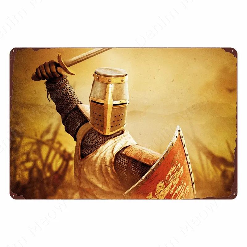 The Crusaders Vintage Metal Tin Sign, Bar, Club, Cafe, Home, Bedroom, Wall Decoration, Cruciata Art Poster, Catholicism Plaqu