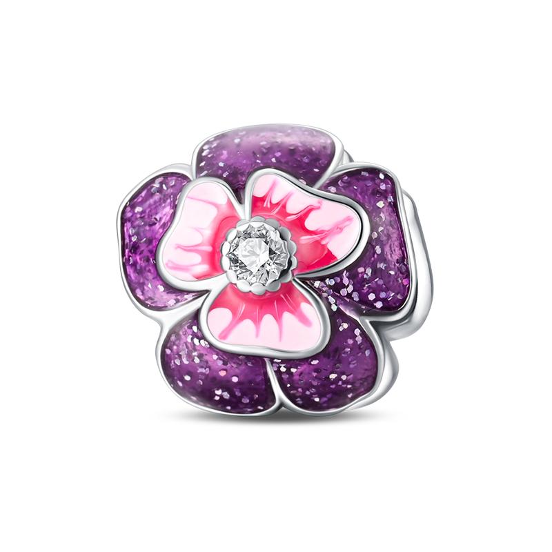 Copper Craft Plum Blossoms Azaleas Sunflowers Cherry Blossoms Sparkling Zircon Beads Charms Birthday Diy Exquisite Jewelry