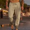 Men's Solid Color Drawstring Cotton Linen Casual Beach Pants - 2025 European Style