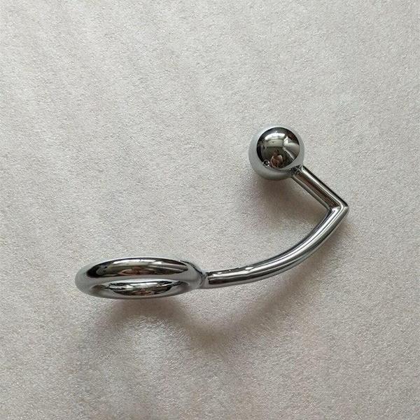 Men Penis Ring Stainless Steel Cock Anal Hook Beads