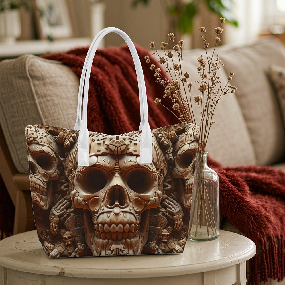 Gothic Skull Print Large Tote Bag Casual Shoulder Bag for Daily Use