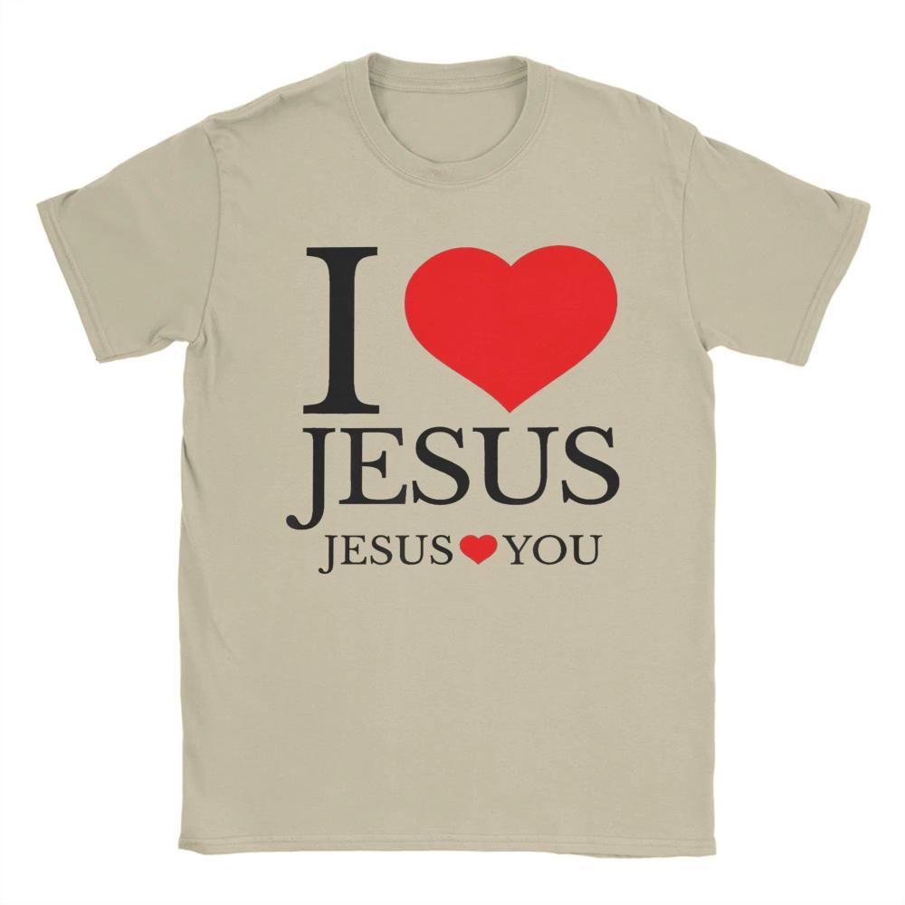 I LOVE JESUS JESUS LOVES YOU CHRISTIAN T Shirts Summer Funny T Shirts Cotton Hipster Tee Shirt for Men Short Sleeves Casual Tees