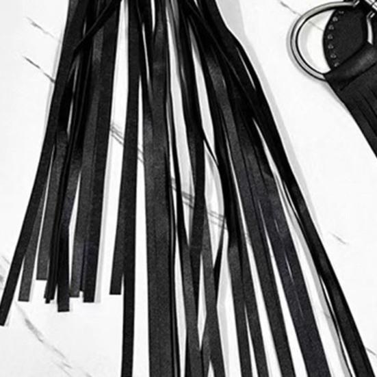 Women Imitation Leather Belt with Tassel Design Solid Color Adjustable Waist Belt Retro Style Clothing Accessory