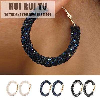 RUI RUI YU 1 Pairs Of Men And Women Earrings Alloy Retro Style Exaggerated Circle Crystal Earrings