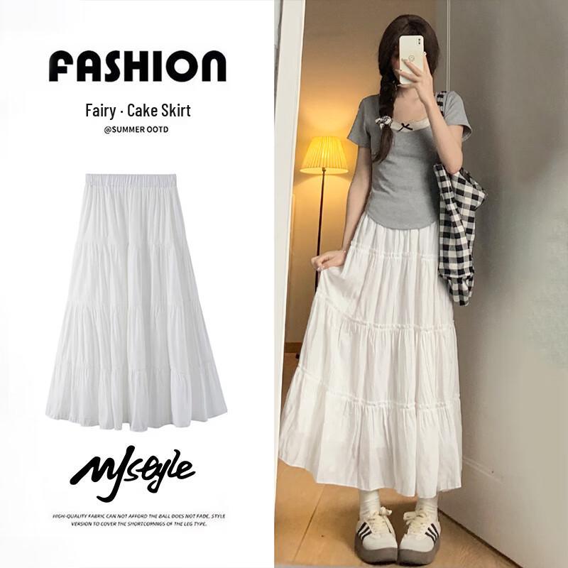 MJ Style Women s Spliced Tiered High-Waist Midi Skirt F
