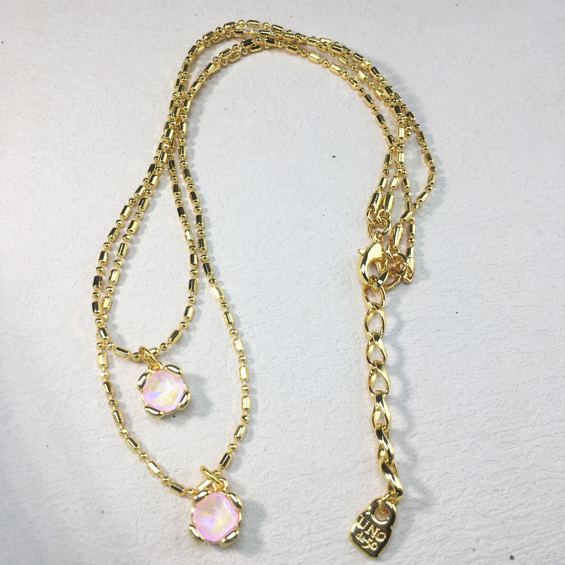 UNOde50 2024 Geometric Pink Gemstone Women s Necklace - Romantic Jewelry Gift for Europe & America