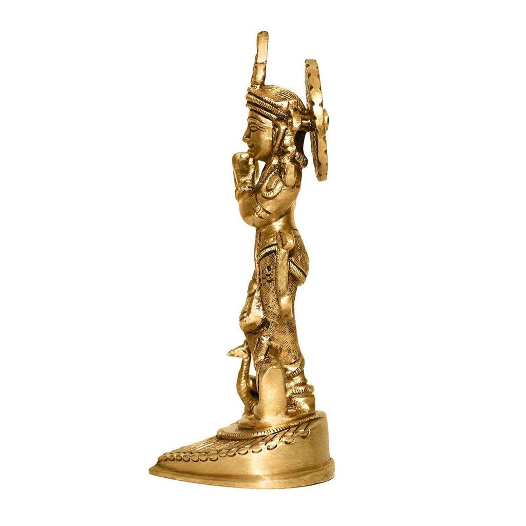 Messing Krishna Statue | Höhe - ca. 16 cm | Vastu-Idol für Zuhause und Büro | Zonale Platzierung - Westen |