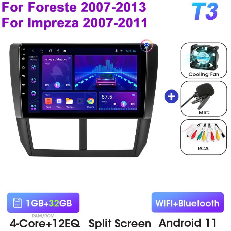 2 Din Android 12 Car Radio For Subaru Forester 3 SH 2007-2013 For Impreza GH GE Multimedia Video Player GPS Carplay Auto Stereo