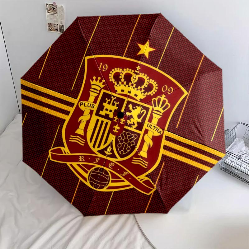 Spain National Football Teampattern, automatic folding umbrella, portable and foldable design, 8 ribs, a Christmas or birthday gift.