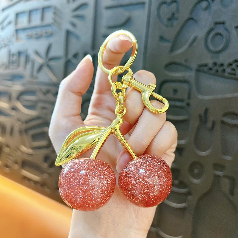 Creative Glitter Cherry Keychain — Trendy Bag Charm
