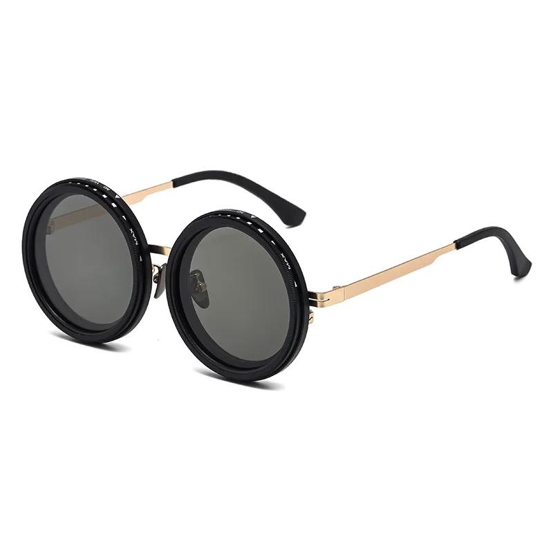 Vintage Round Steampunk Polarized Sunglasses For Men Women Outdoor Sport Goggle ND9-level Adjustable Dimming Sun Glasses UV400