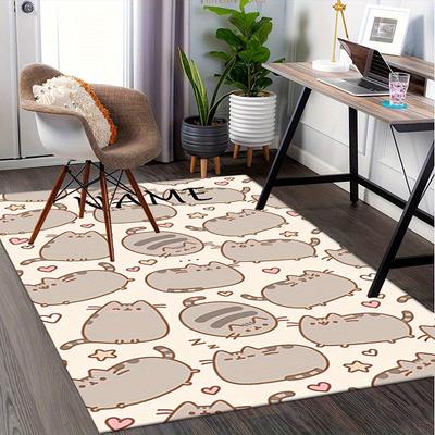Cute, Fluffy, Cat Office Carpet Soft Polyester Entrance Carpet Washable Non Slip Machine Washable In