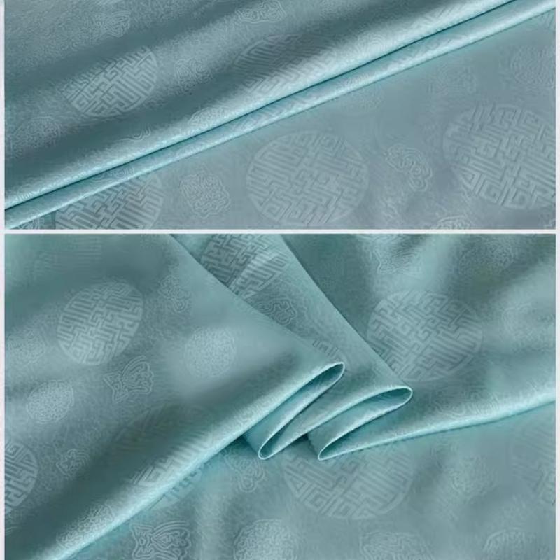 17 Ohm Silk Fabric Traditional Chinese Jacquard Silk Cotton Charmeuse Crepe Tissu Fabric for Sewing Cheongsam Cloth Width 114cm