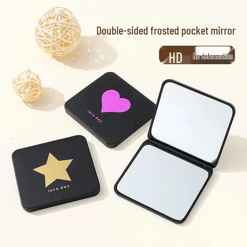 Compact Double-Sided Folding Makeup Mirror - Portable and Stylish for Students