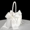 20 Cm White Flower Girls Basket Silk Wedding Basket for Flower Bride/Kids Hand Held Wedding Ceremony Party Decorations