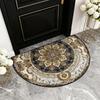 Floral Doormat Absorbent Half Round Floor Mat Non-Slip Door Mat Decorative Entrance Rug for Living Room Bathroom Kitchen