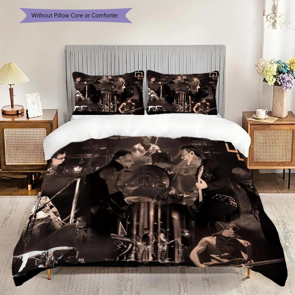 Rock Bands Intense Presence Three-piece set (1 * duvet cover + 2 * pillowcase, without core) 2D Flat Bedding set Duvet cover and pillowcase