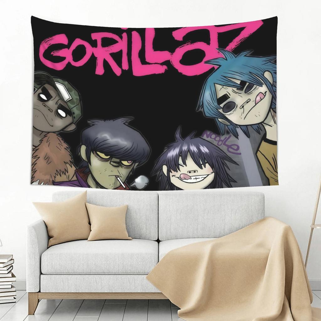 Virtual Band Tapestry Street Punk Style Character Print Hanging Cloth Living Room Background Wall Music Lover