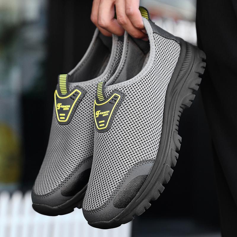 Rutschfeste flache Schuhe für Herren mit atmungsaktivem Mesh, lässiges Laufen, leichte und bequeme Sportschuhe für den Außenbereich, Einschuhe