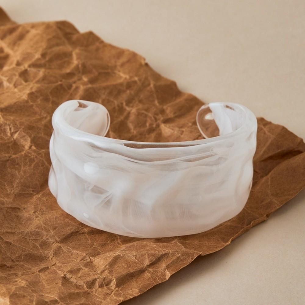 Acrylic Resin Bracelets Gradient Color Opening Bangles Boho Irregular Bracelets  For Women