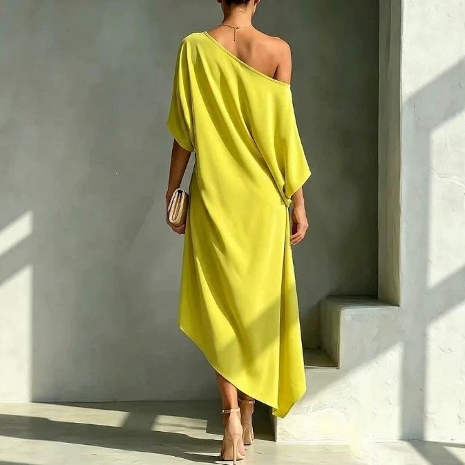 2026 Station indépendante européenne et américaine nouveau tempérament élégant minimaliste coton et lin robe à manches pour femme