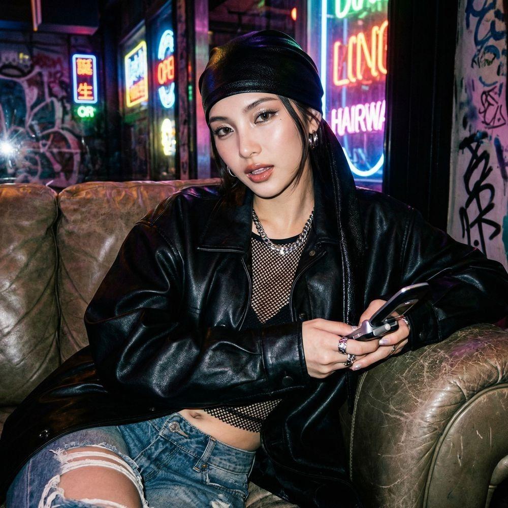 Polyester Hip-Hop Head Scarf Hand Washable High Street Square Scarf Y2K Headscarf Hat  Concerts