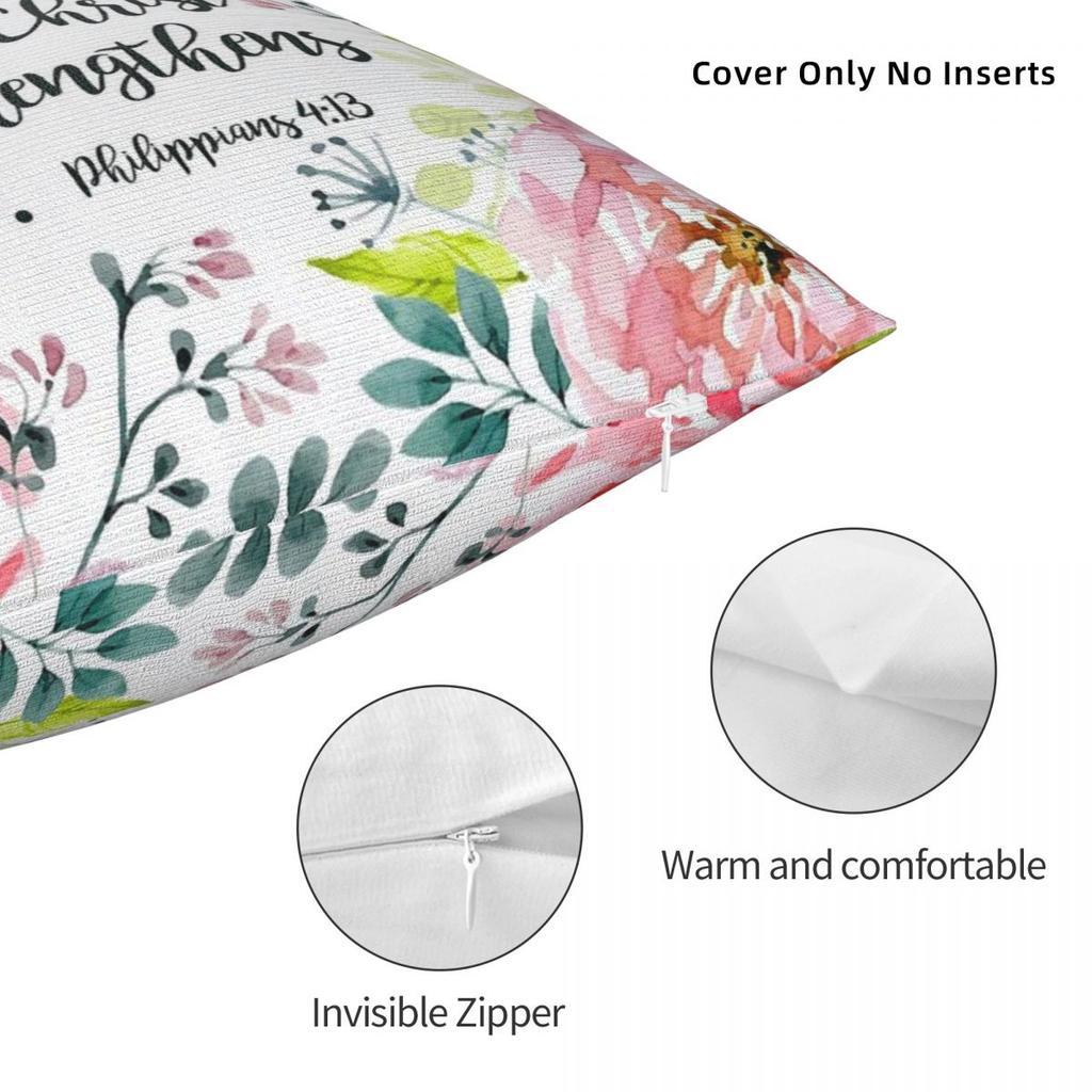 I Can Do All Things Square Pillowcase Polyester Linen Velvet Creative Zip Decor Throw Pillow Case Sofa Seater Cushion Cover