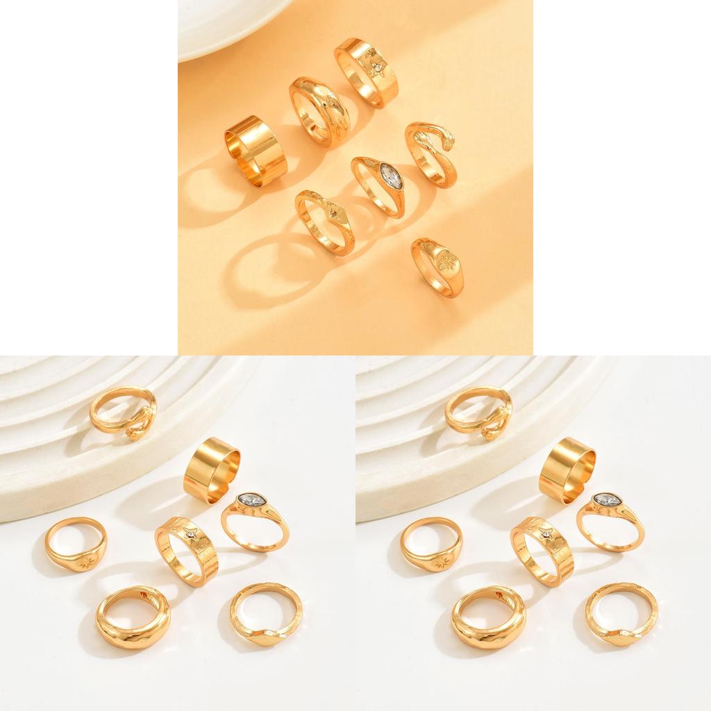 Geometric Star Ring Jewelry Set With Electroplated Zinc Alloy For Womens Fashion Accessories