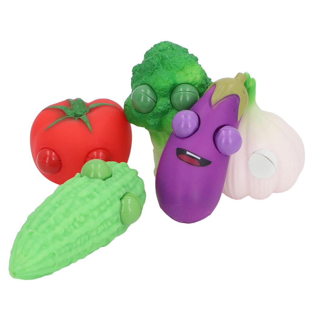 5pcs Silicone Vegetable Stress Relief Toys Popping Out Eyes Sensory Toys Pocket Sized Decompression