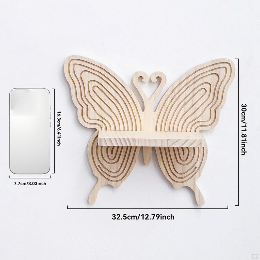 Estantes flotantes con forma de mariposa Decoración de pared Regalos Placa Arte Adorno de madera para habitación